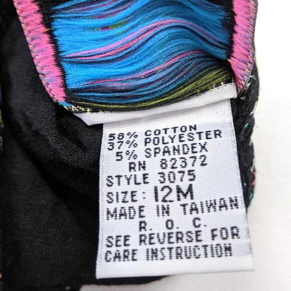 Vintage Breaking Waves Swim Suit Baby Girls Size 12m Black One Piece Metallic - Picture 5 of 5